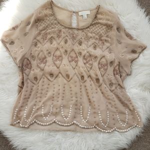 Forever21 loose fit beaded/ embroidered blouse
